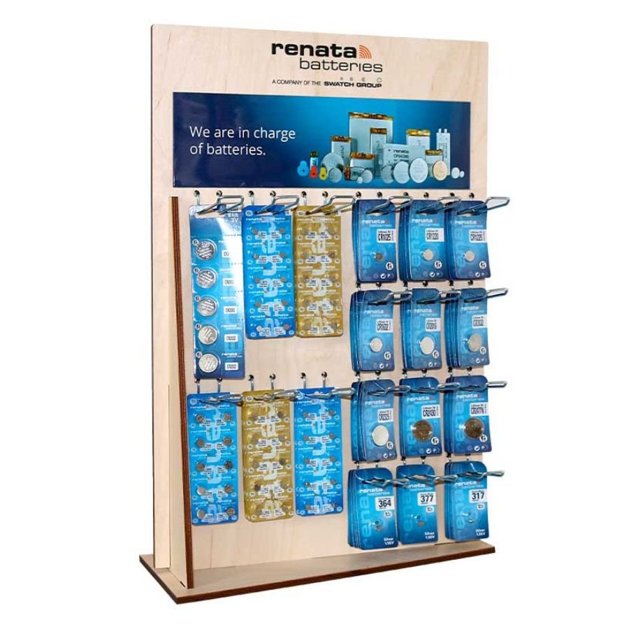 DISP-H18 Batterie Display Renata Holz für Secured Card und Multipacks | DISP-H18 - Image 1