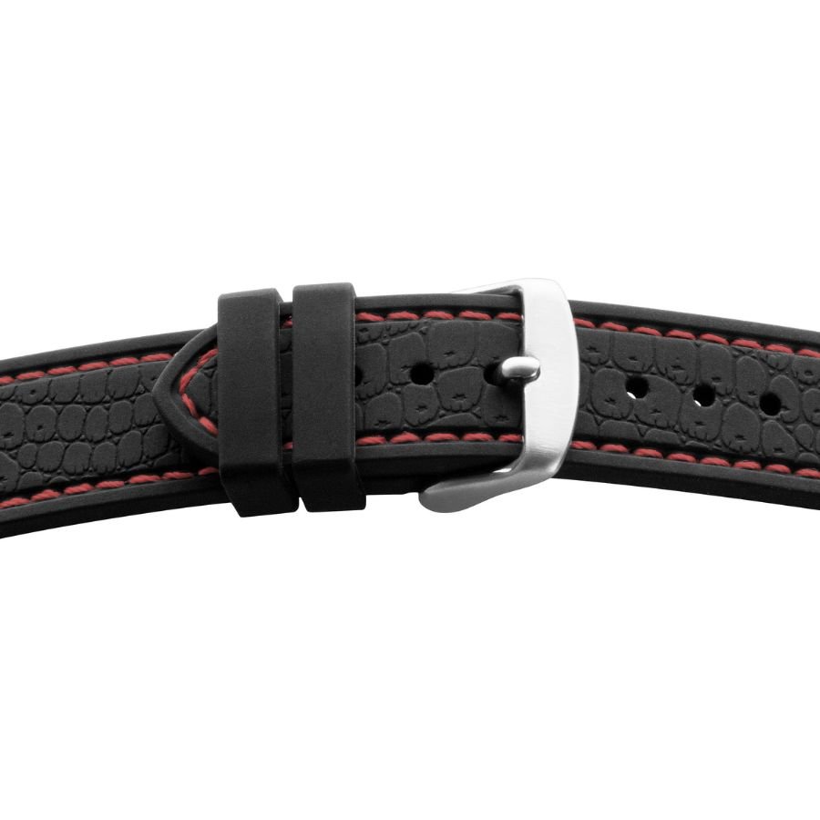 BE 1818 (1) Kunststoffband BE 1818 | schwarz | genarbt | rote Naht | 18/18 mm | BEAR - Image 1