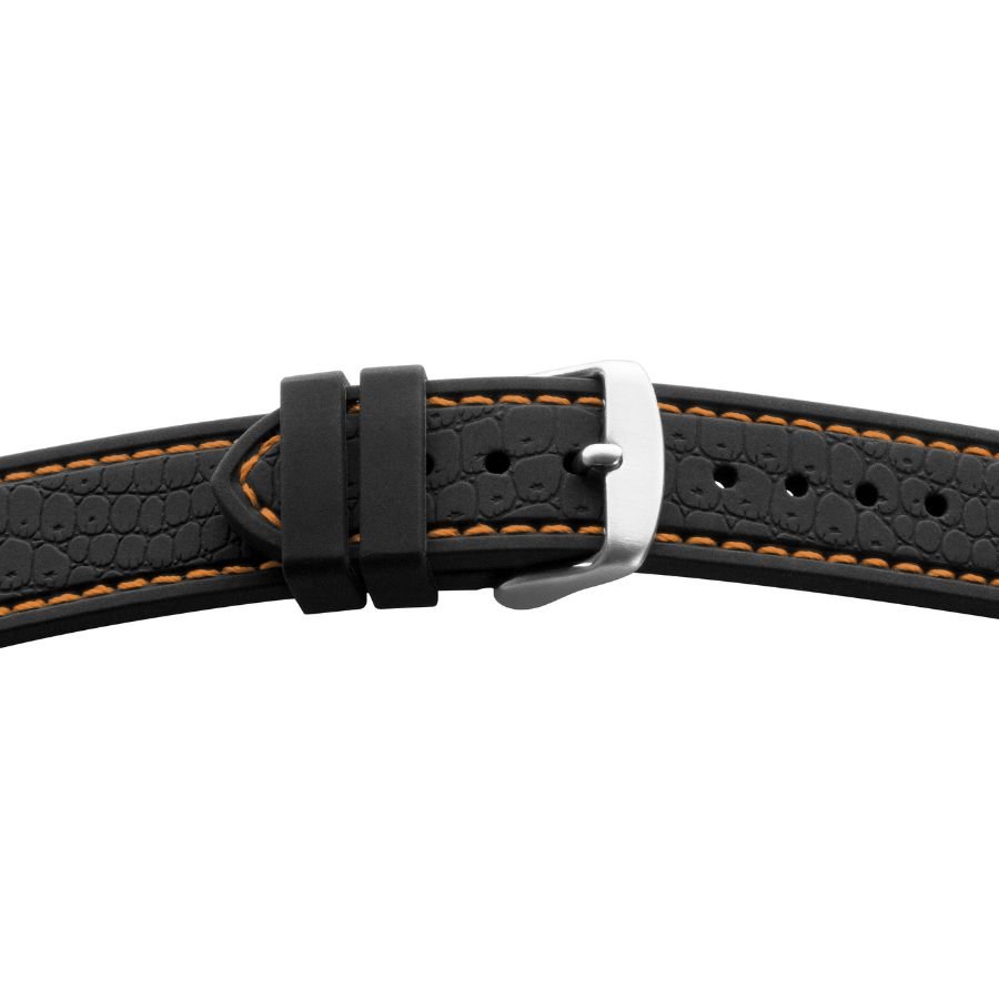 BE 1821 Kunststoffband BE 1816 | schwarz | genarbt | orange Naht | 20/20 mm | BEAR - Image 1